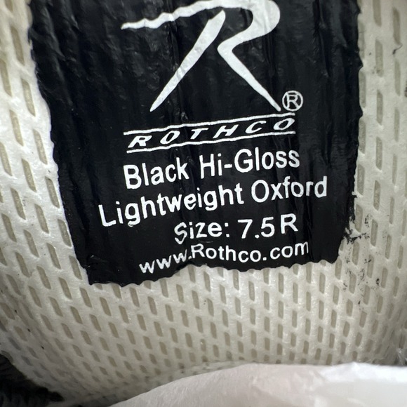 Rothco Black High Gloss Shoes 7.5R Shiny Oxford Uniform Military Army Duty - Picture 9 of 9